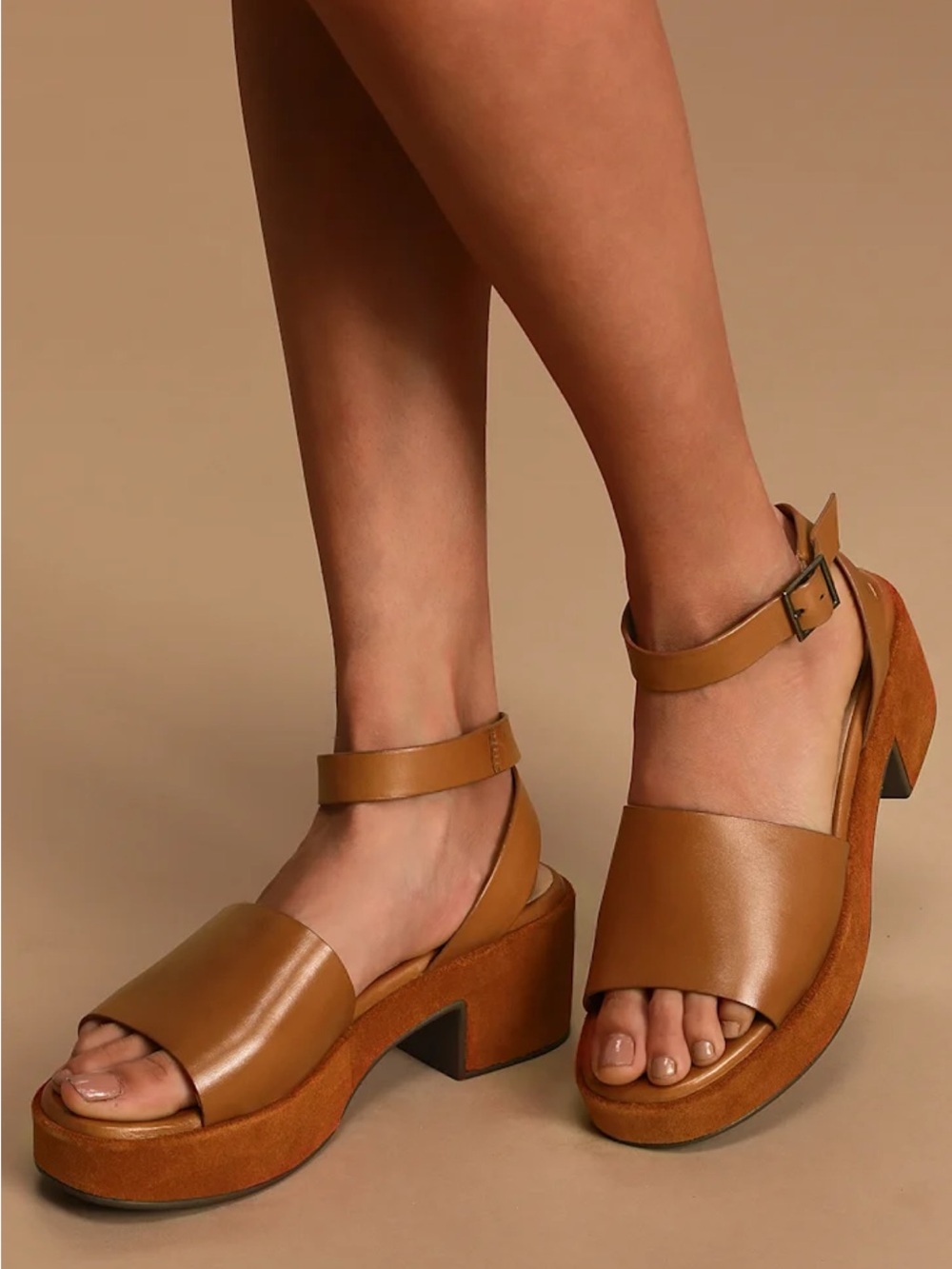 Seychelles Calming Influence Tan Platform Ankle-Strap Sandals